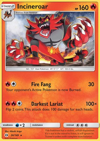 Pokémon - Incineroar - 26/149 Pokémon - Incineroar - 26/149
